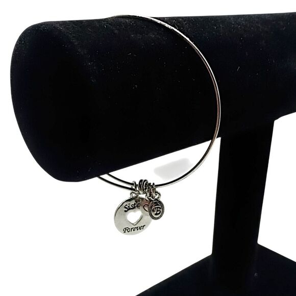 Brighton Sisters Forever Bangle Bracelet Expandable Silver Tone Charm Vintage  - Picture 4 of 16